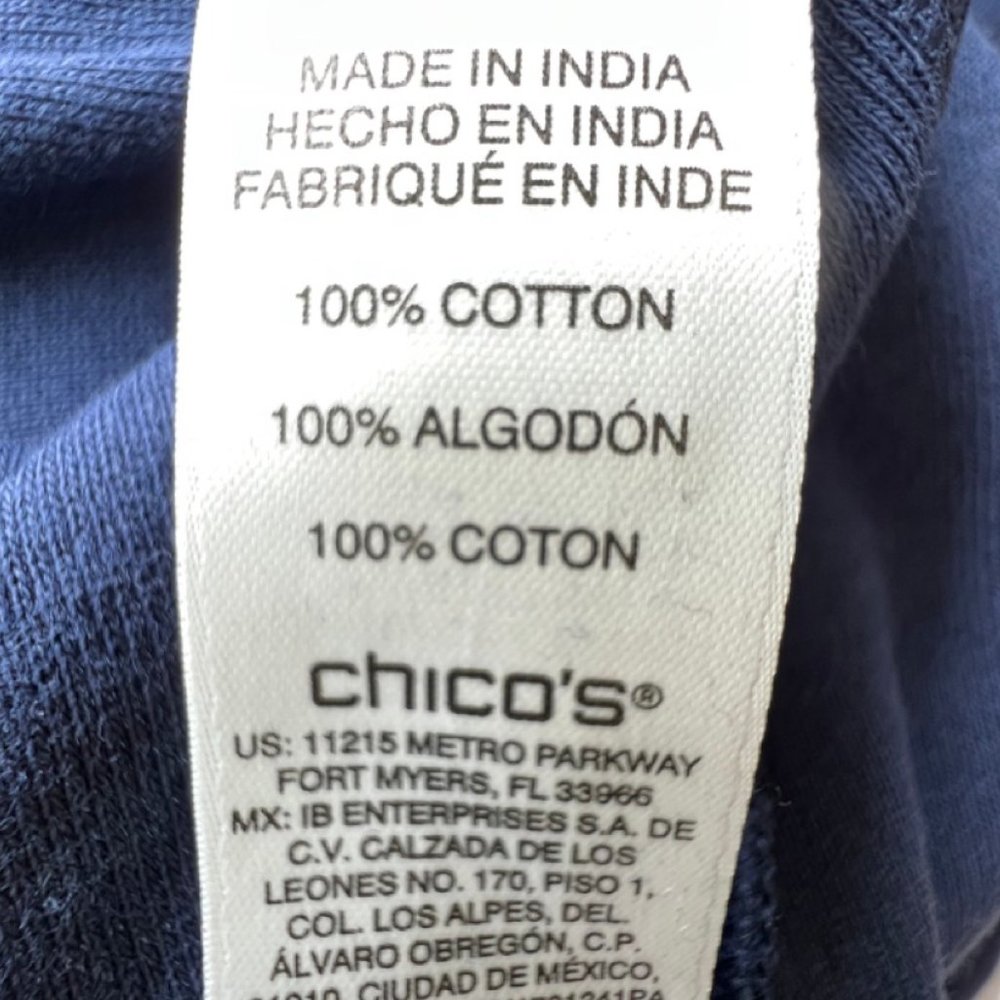 NEW WITH TAGS Chico's 100% cotton V-Neck Tank. Midnight: Navy Blue. Medium. - Picture 6 of 9